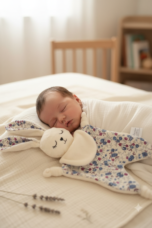Doudou fleuri bébé endormi