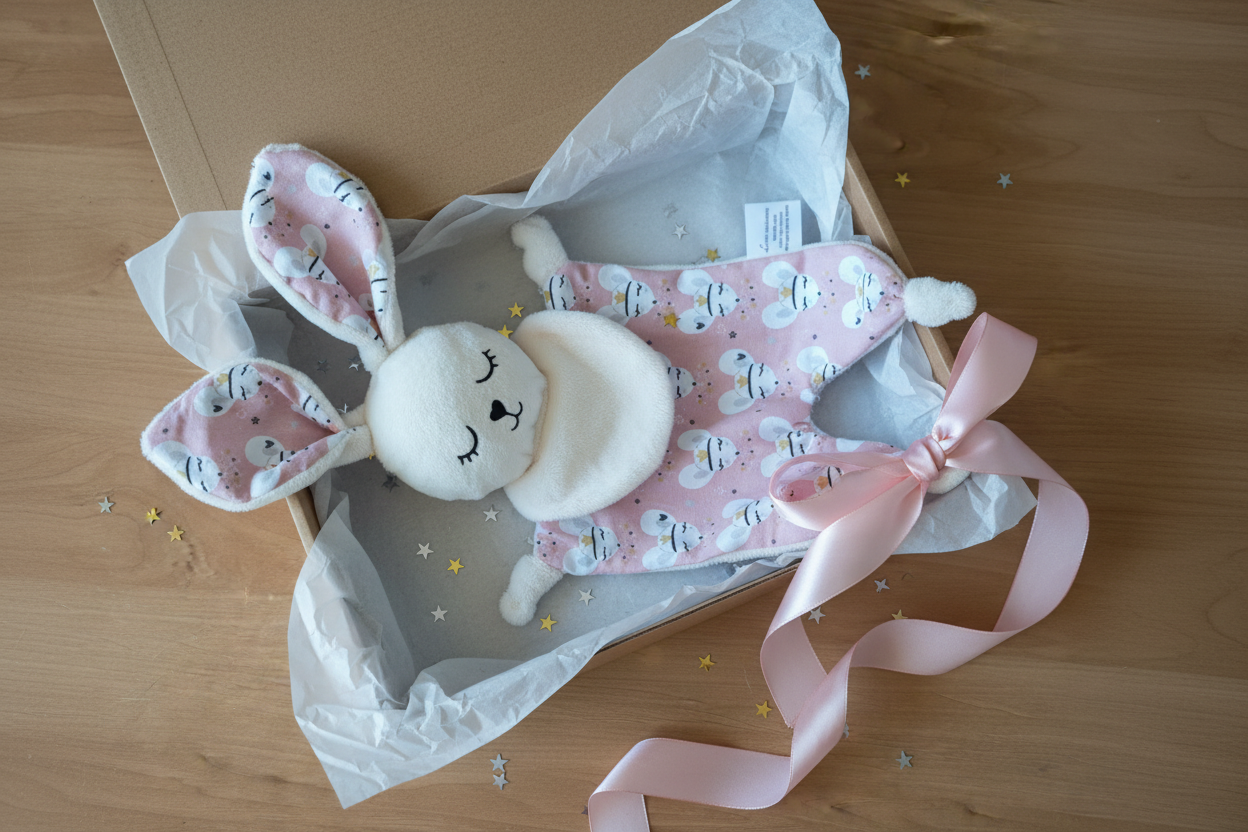 Doudou lapin packaging cadeau