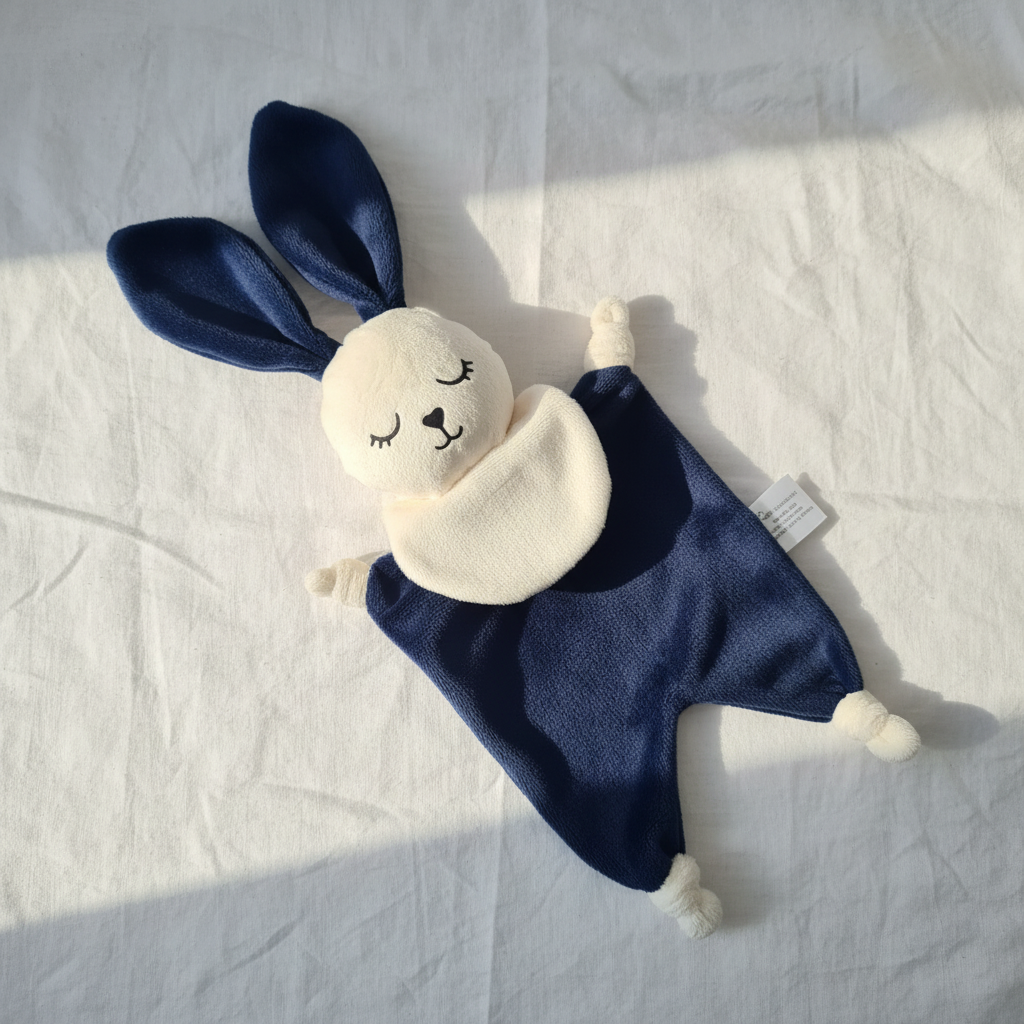 Doudou Lumi Minky Bleu Marine - Flat lay