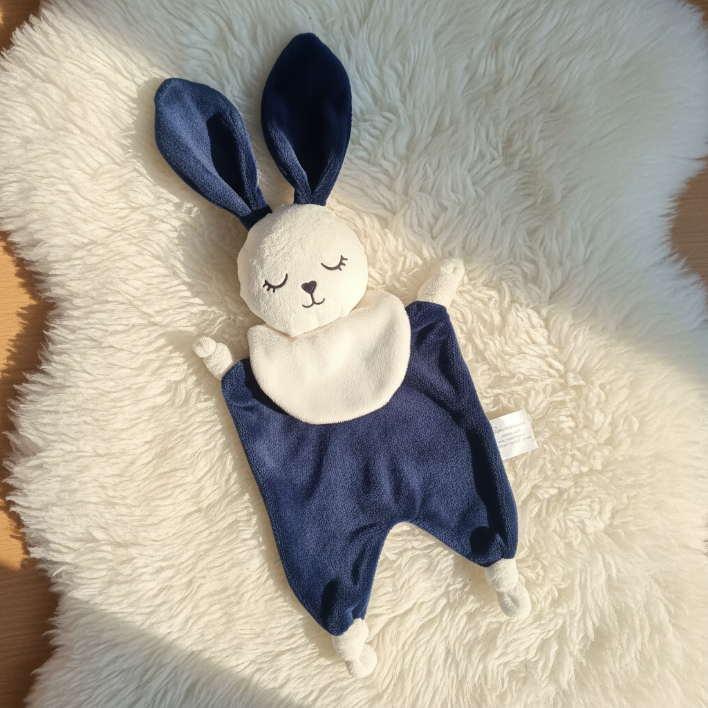 Doudou Lumi Minky Bleu Marine - Peau de mouton