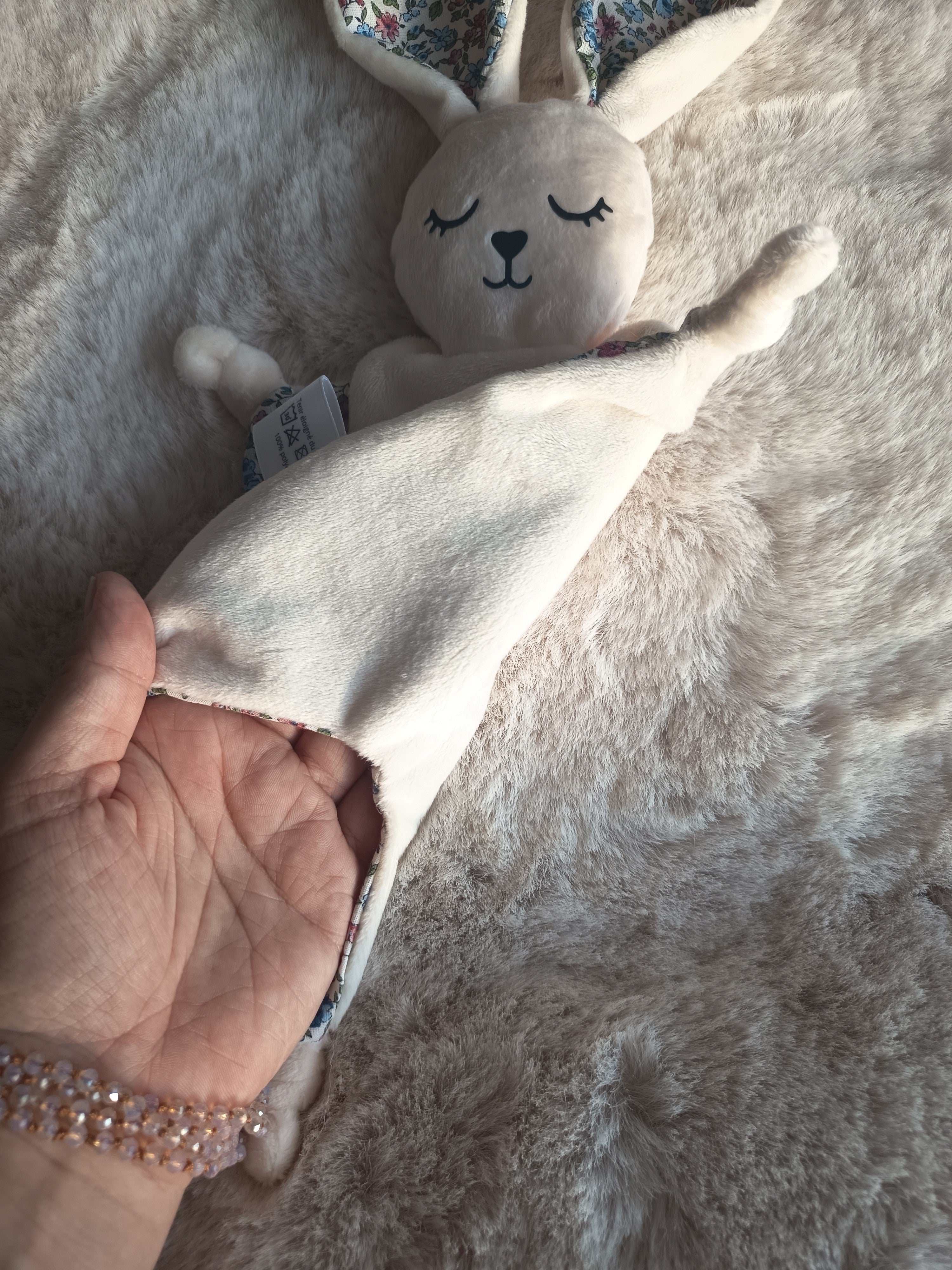 Doudou Lapin Lumi Liberty Bleu & Rose