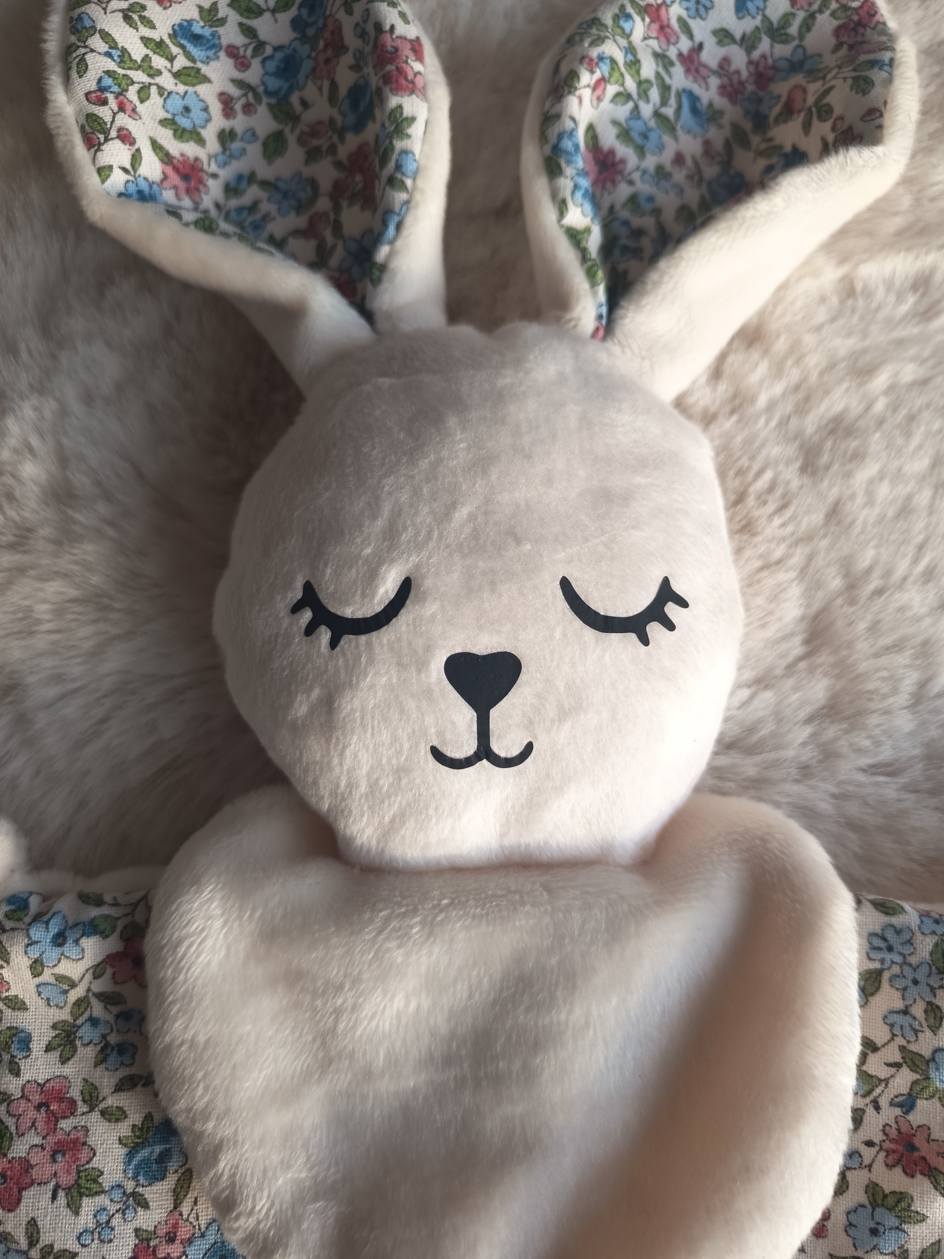Doudou Lapin Lumi Liberty Bleu & Rose